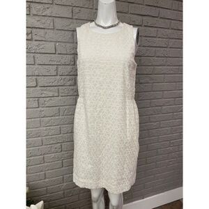 Joe Fresh Women Ivory Floral Eyelet Sleeveless Sheath Dress Size 8 NWT